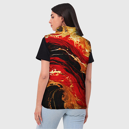 Женский жилет Красно-золотые брызги на чёрном фоне / 3D-Светло-серый – фото 4