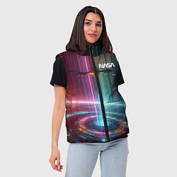 Женский жилет Spaceship in the neon cosmos - nasa, цвет: 3D-красный — фото 2