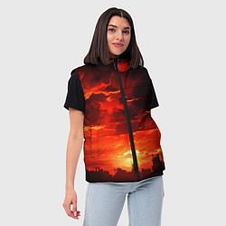 Женский жилет Багровый апокалиптический закат, цвет: 3D-красный — фото 2
