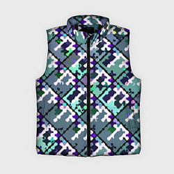 Женский жилет Бирюзовый абстрактный паттерн, цвет: 3D-черный
