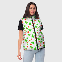 Женский жилет Новогодний ёлочный паттерн, цвет: 3D-светло-серый — фото 2