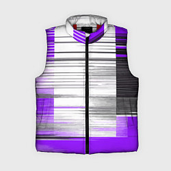 Женский жилет Чёрные вертикальные полосы на фиолетово-белом фоне, цвет: 3D-красный