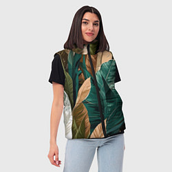 Женский жилет Крупные листья в тропиках, цвет: 3D-черный — фото 2