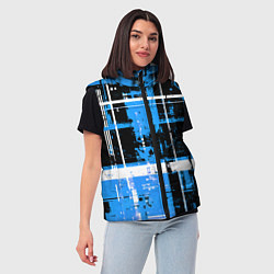 Женский жилет Сине-белый гранж на чёрном фоне, цвет: 3D-черный — фото 2