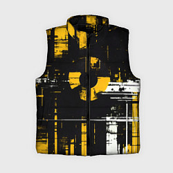 Женский жилет Жёлто-белый гранж на чёрном фоне, цвет: 3D-черный