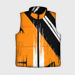 Женский жилет Вертикальные чёрные линии на оранжево-белом фоне, цвет: 3D-черный
