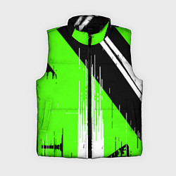Женский жилет Вертикальные чёрные линии на зелёно-белом фоне, цвет: 3D-черный