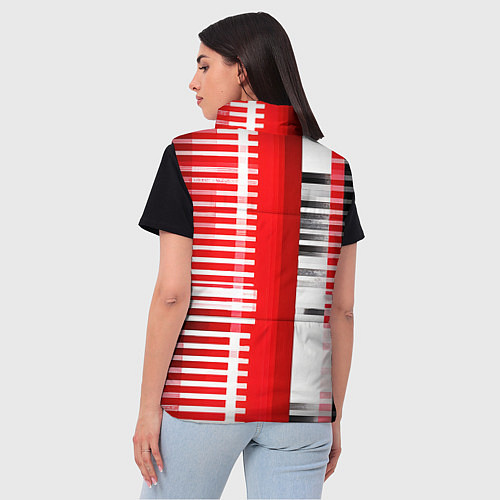 Женский жилет Белые полосы на чёрно-красном фоне / 3D-Светло-серый – фото 4