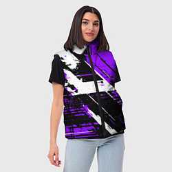 Женский жилет Diagonal black and white stripes on a purple backg, цвет: 3D-красный — фото 2