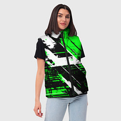 Женский жилет Diagonal black and white stripes on a green backgr, цвет: 3D-красный — фото 2