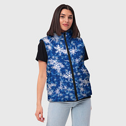 Женский жилет Морозные снежинки, цвет: 3D-черный — фото 2