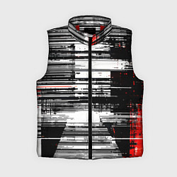 Женский жилет Горизонтальные чёрные линии на бело-красном фоне, цвет: 3D-красный