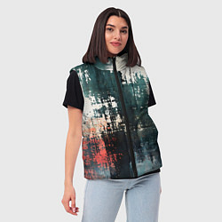 Женский жилет Чёрно-красная ржавчина на белом фоне, цвет: 3D-черный — фото 2