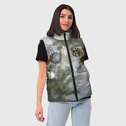 Женский жилет Новогодние ветки, цвет: 3D-светло-серый — фото 2