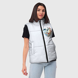 Женский жилет Сердце и ветка цветущая сакура с цветами, цвет: 3D-черный — фото 2