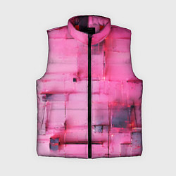 Женский жилет Чёрные пятна на розовом фоне абстракция, цвет: 3D-красный