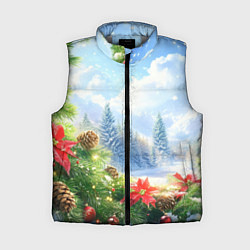 Женский жилет Новогодний дневной пейзаж