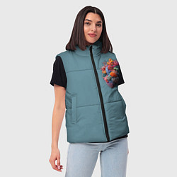 Женский жилет Яркое сердце из кораллов в морском стиле, цвет: 3D-красный — фото 2