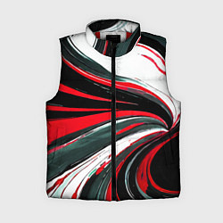 Женский жилет Волнистые чёрно-красные линии на белом фоне, цвет: 3D-красный