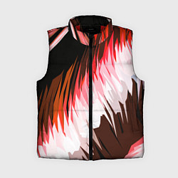 Женский жилет Красно-белая абстракция на чёрном фоне, цвет: 3D-красный