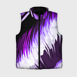 Женский жилет Бело-фиолетовые острые полосы на чёрном фоне, цвет: 3D-черный