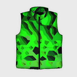Женский жилет Чёрно-зелёная пористая абстракция, цвет: 3D-светло-серый