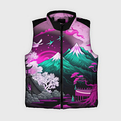 Женский жилет Горы японии природа, цвет: 3D-черный