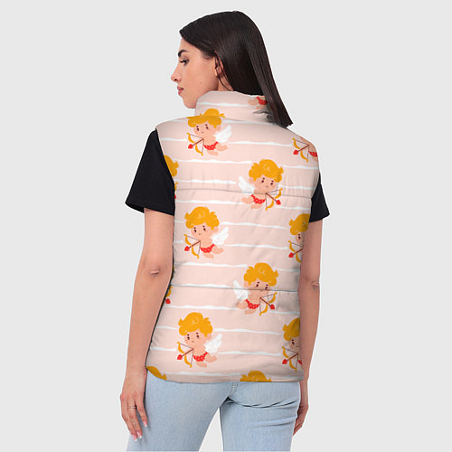 Женский жилет Полосатый паттерн с милыми купидонами / 3D-Светло-серый – фото 4