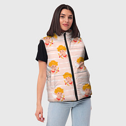 Женский жилет Полосатый паттерн с милыми купидонами, цвет: 3D-светло-серый — фото 2