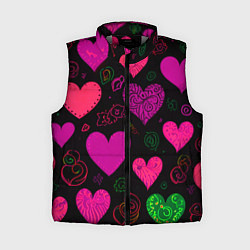 Женский жилет Сердечки на черном, цвет: 3D-светло-серый