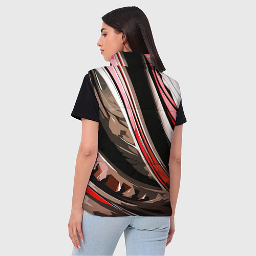 Женский жилет Волнистая чёрно-красная абстракция / 3D-Светло-серый – фото 4