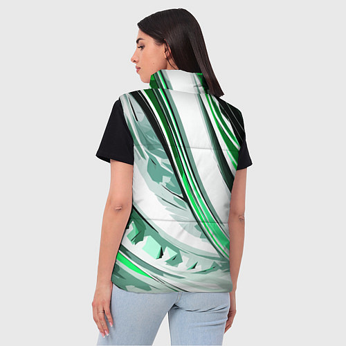 Женский жилет Волнистая бело-зелёная абстракция / 3D-Светло-серый – фото 4