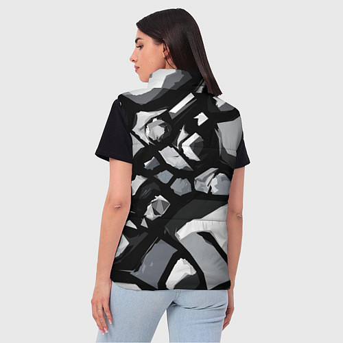Женский жилет Чёрно-серая абстракция / 3D-Светло-серый – фото 4