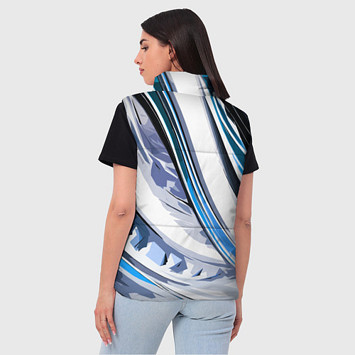 Женский жилет Волнистая бело-синяя абстракция / 3D-Светло-серый – фото 4