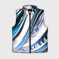 Женский жилет Волнистая бело-синяя абстракция, цвет: 3D-светло-серый