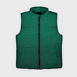 Женский жилет Зелёный текстурированный в чёрную полоску, цвет: 3D-черный