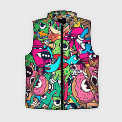 Женский жилет Color doodle monsters, цвет: 3D-светло-серый