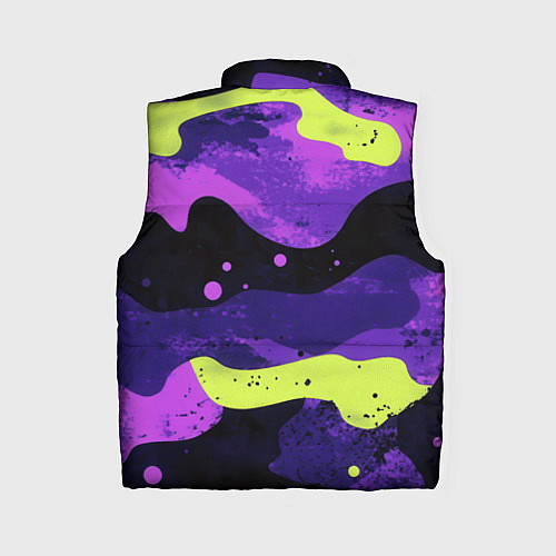 Женский жилет Черно-фиолетовый камуфляж и золотой герб РФ / 3D-Красный – фото 2
