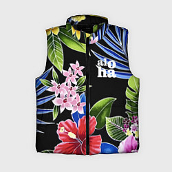 Женский жилет Tropical flowers - aloha, цвет: 3D-черный
