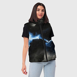 Женский жилет Синий разлом на черной плите текстура, цвет: 3D-красный — фото 2