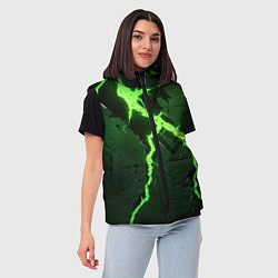 Женский жилет Зеленая неоновая молния, цвет: 3D-светло-серый — фото 2
