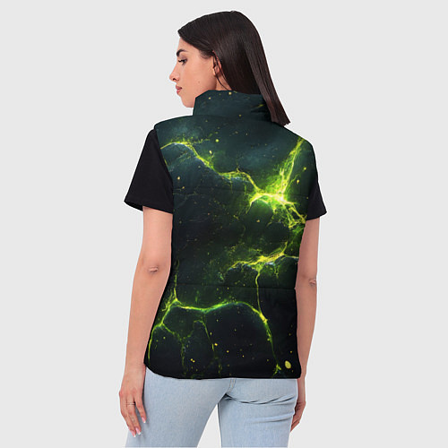 Женский жилет Разбитая плита с зеленым светом / 3D-Светло-серый – фото 4