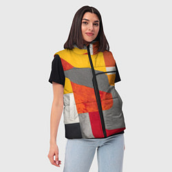 Женский жилет Абстракция с желтым и оранжевым, цвет: 3D-черный — фото 2
