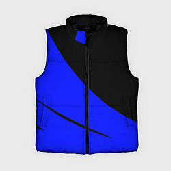 Женский жилет Чёрный с синим двуцветный с полосой, цвет: 3D-черный