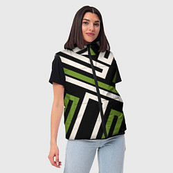 Женский жилет Прямоугольники по диагонали-зеленый, черный, цвет: 3D-светло-серый — фото 2