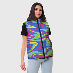 Женский жилет Разноцветная абстракция волны, цвет: 3D-красный — фото 2