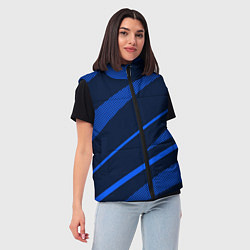 Женский жилет Тёмный синий абстракция полосы, цвет: 3D-черный — фото 2
