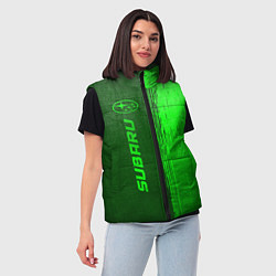 Женский жилет Subaru - green gradient по-вертикали, цвет: 3D-черный — фото 2