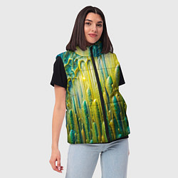 Женский жилет Золотисто-зеленые потеки, цвет: 3D-светло-серый — фото 2