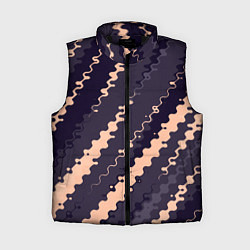 Женский жилет Фиолетовый с бежевым искажённые полосы, цвет: 3D-черный